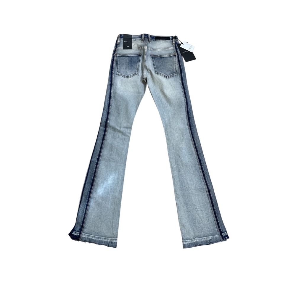 Embellish Denim by Design Flare Jeans Light Wash Contrast Side Panel 28 NEW